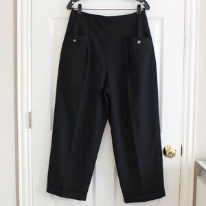 Sandro Gary Wool Blend High Waist Black Classic Trousers